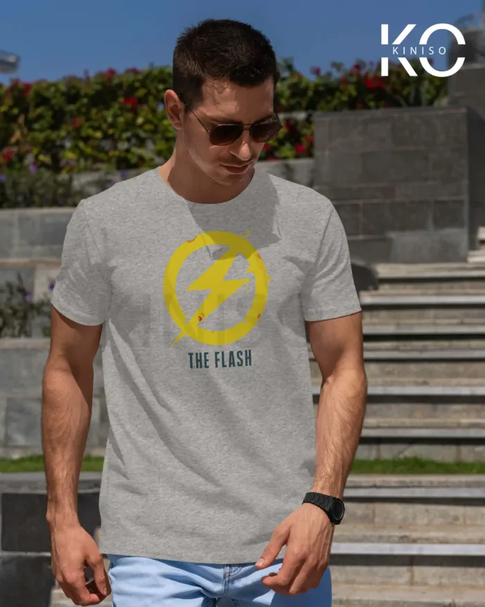 Image of The Flash Symbol Grey color t-shirt