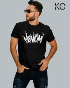 Image of Venom Text Design Black color t-shirt