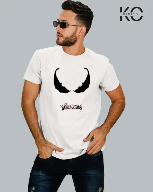 Image of Venom logo Design White color T-shirt