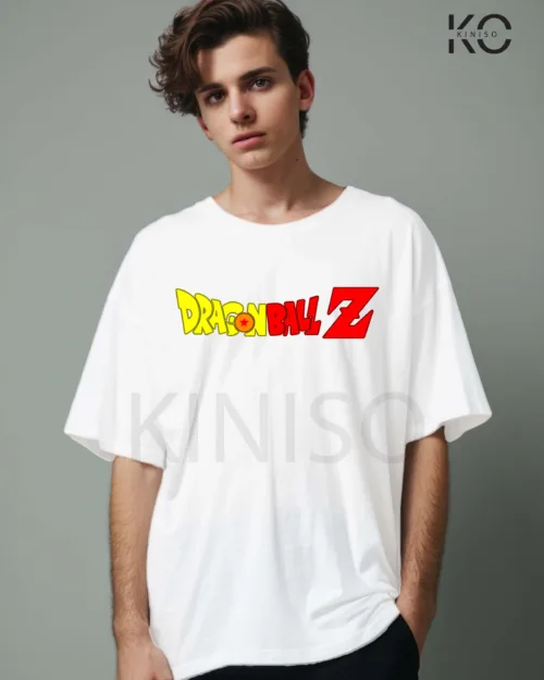 Image of Dragon Ball Z Kai White color drop shoulder anime printed t-shirt for men