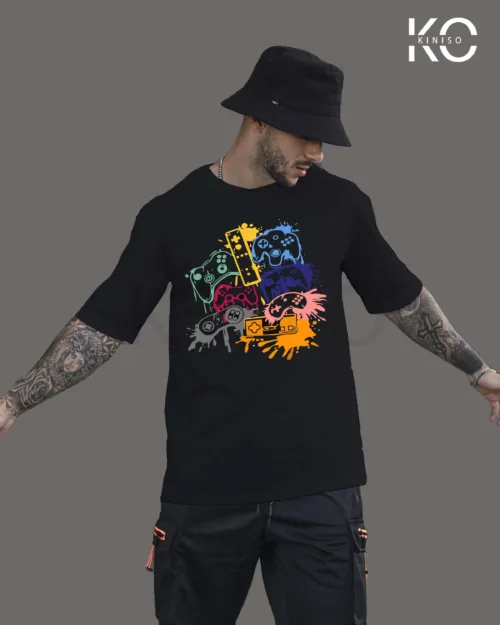 Image of Game Console All In One Black T-shirt