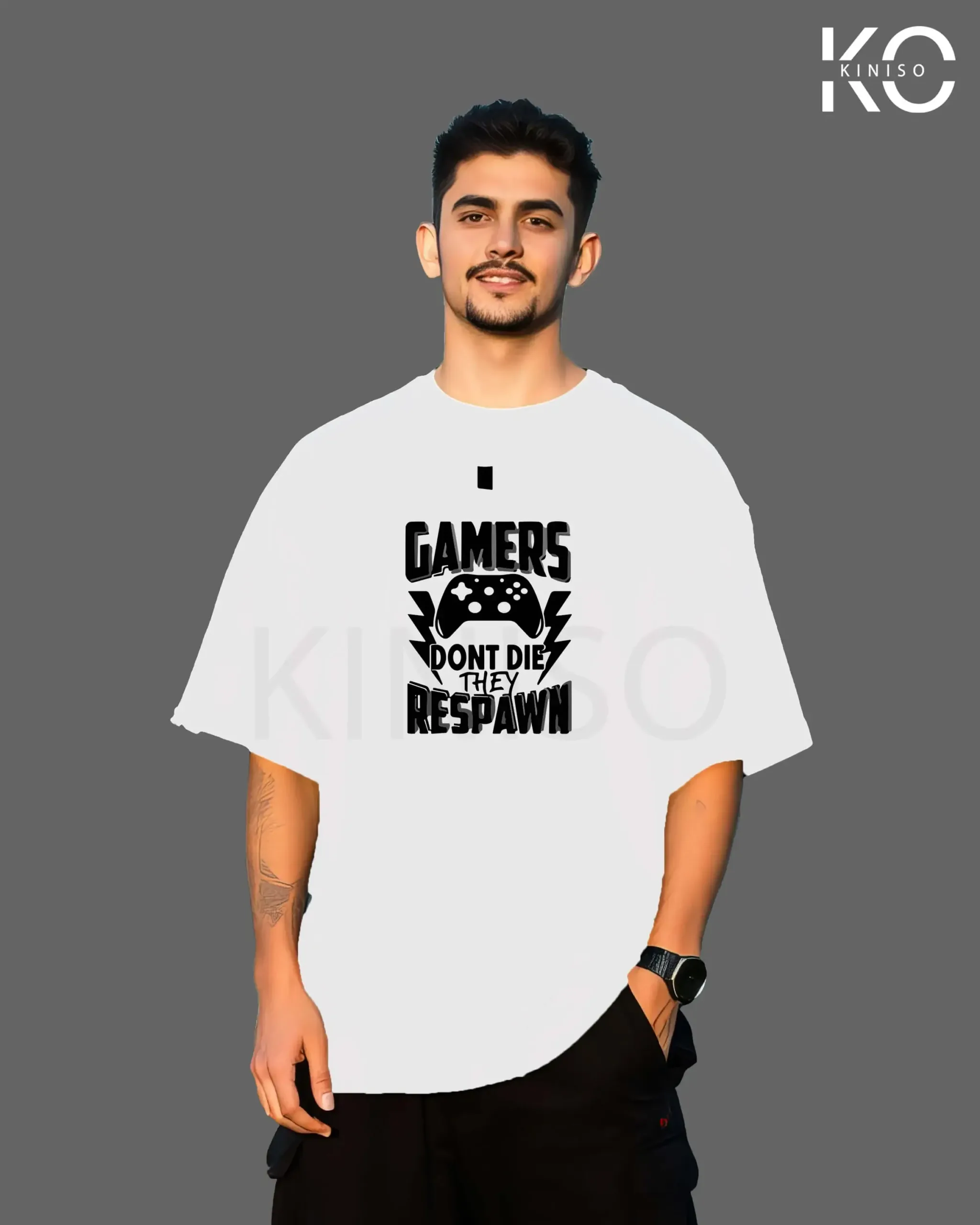 Image of Gamers Don't Die White Color T-shirt