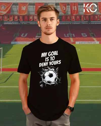 Image of Kiniso Black t-shirt with, my goal in to deny yours print