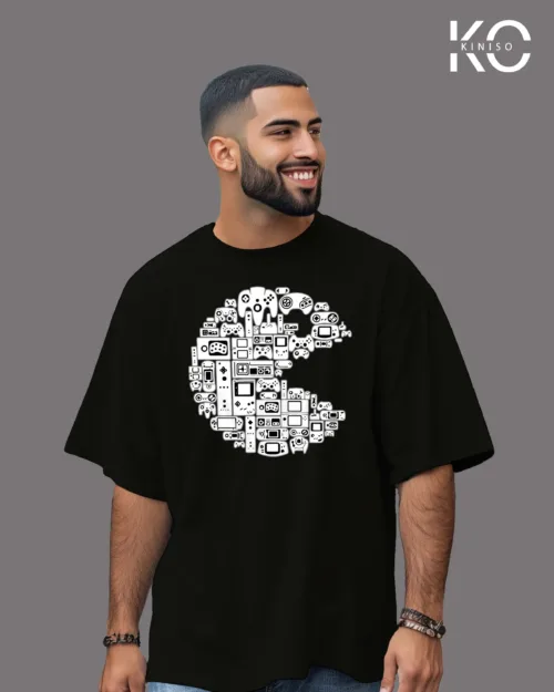 Image of Pacman Game graphic t-shirt Black Color