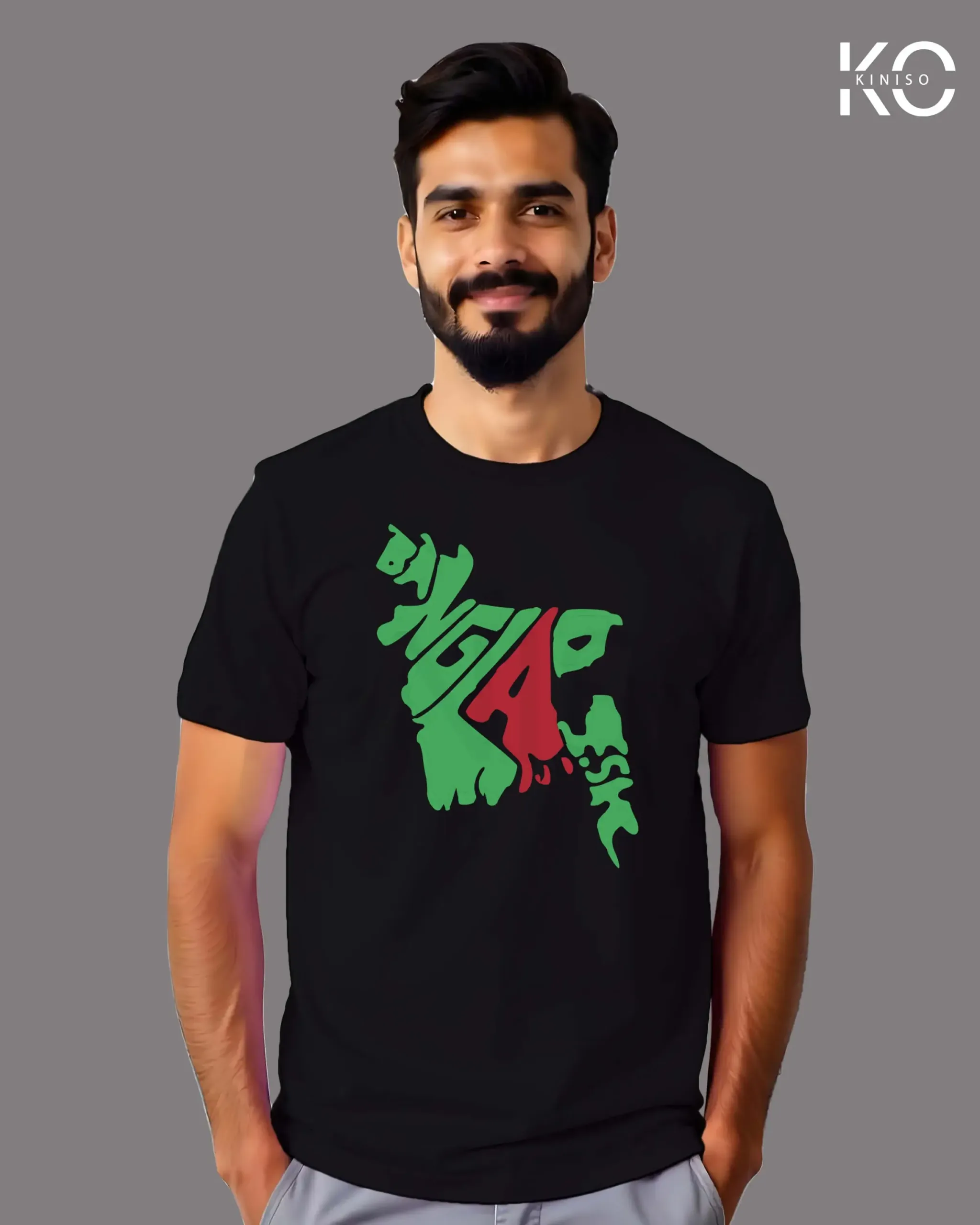 Image of t-shirt design bangladesh map color Black