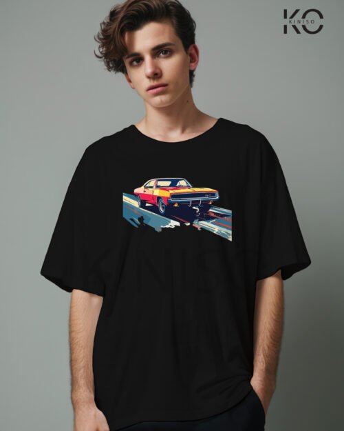 Image of Car themed black color t-shirt