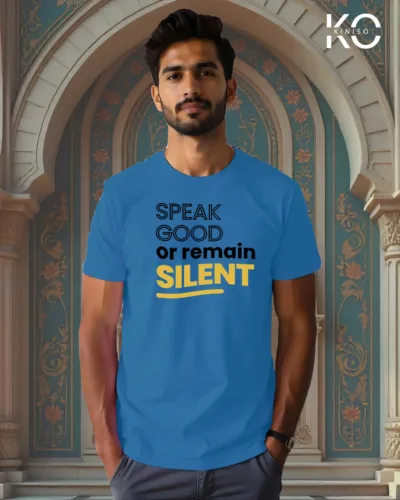 Image of Ocean Blue color Speak Good Printed Islamic t-shirt for Men