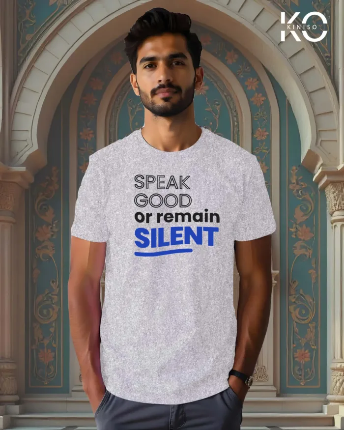 Image of Light Grey color Speak Good Printed Islamic t-shirt for Men