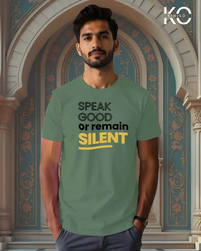 Image of Pastel Green color Speak Good Printed Islamic t-shirt for Men