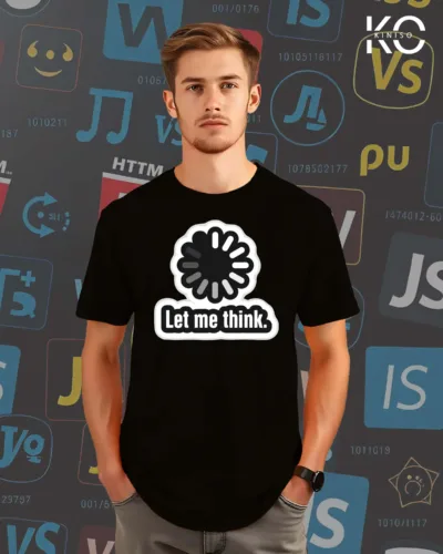 Image of Kiniso Black  Color Half Sleeve Crew Neck T-Shirt for Men with Let me think Design