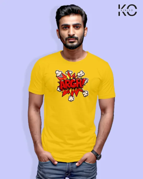 Image of Comic inspired design half sleeve t-shirt | ARGH! Yellow