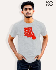 Image of Bangla quote inspired design half sleeve t-shirt | Abeg Mittyau Ghotai Grey