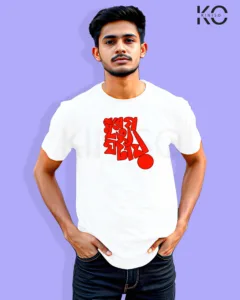 Image of Bangla quote inspired design half sleeve t-shirt | Abeg Mittyau Ghotai White