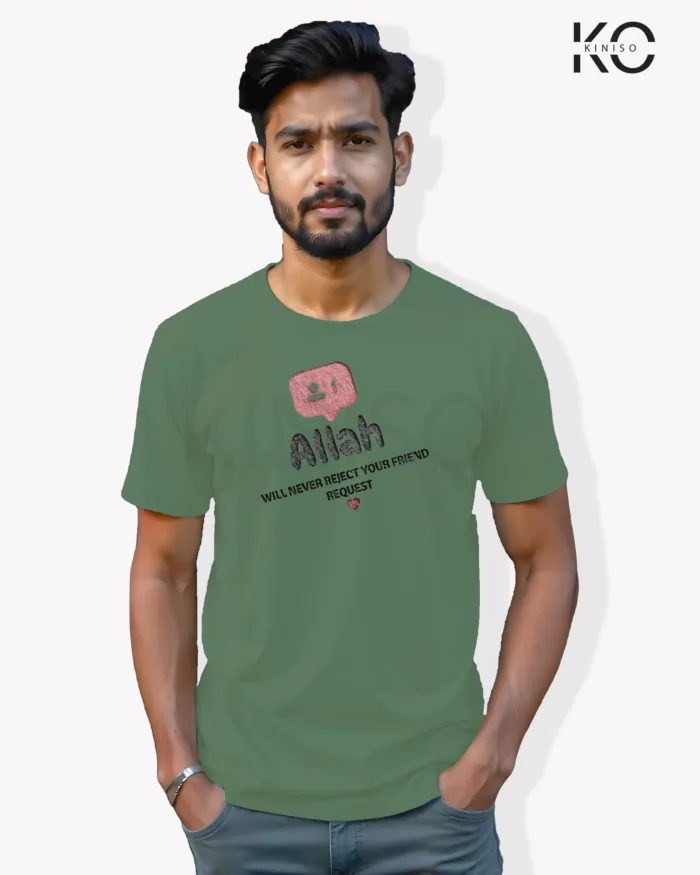 Image of Islamic inspired design Half-sleeve t-shirt | Allah Never Reject Pastel Green