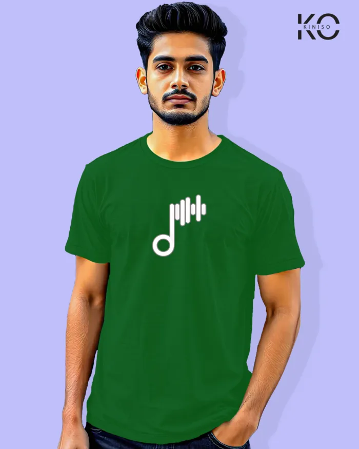 Image of Music inspired design Half Sleeve t-shirt | Audio Symbol Bottle Green