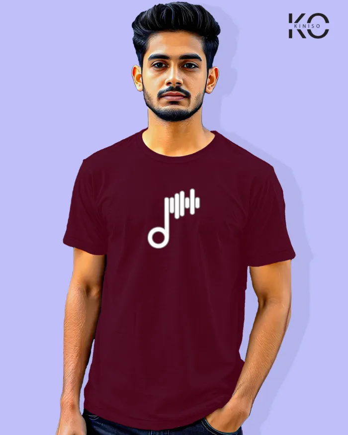 Image of Music inspired design Half Sleeve t-shirt | Audio Symbol Maroon