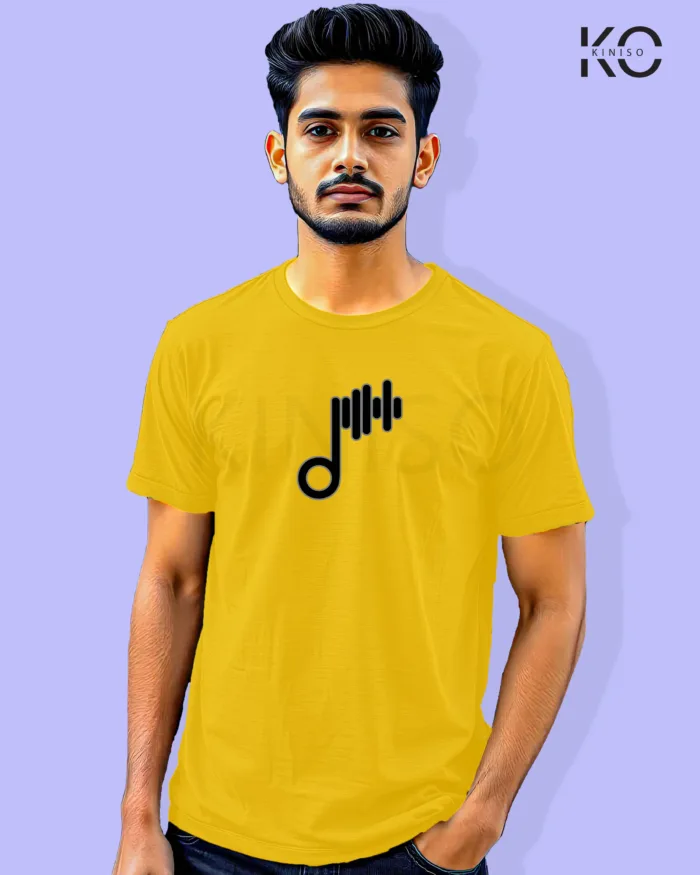 Image of Music inspired design Half Sleeve t-shirt | Music Symbol Yellow