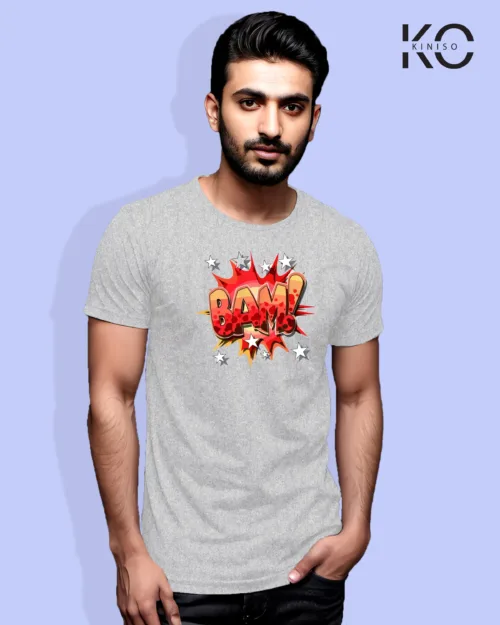 Image of Comic inspired design half sleeve t-shirt | BAM Grey