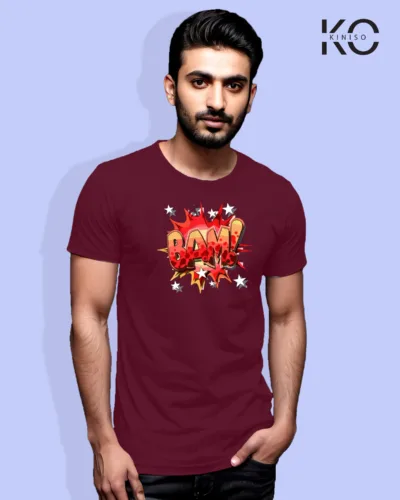 Image of Comic inspired design half sleeve t-shirt | BAM Maroon