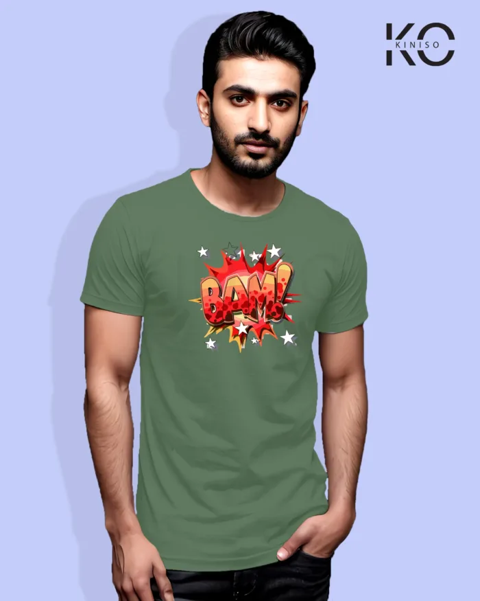Image of Comic inspired design half sleeve t-shirt | BAM Pastel Green