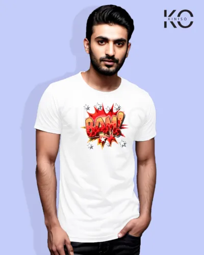 Image of Comic inspired design half sleeve t-shirt | BAM White