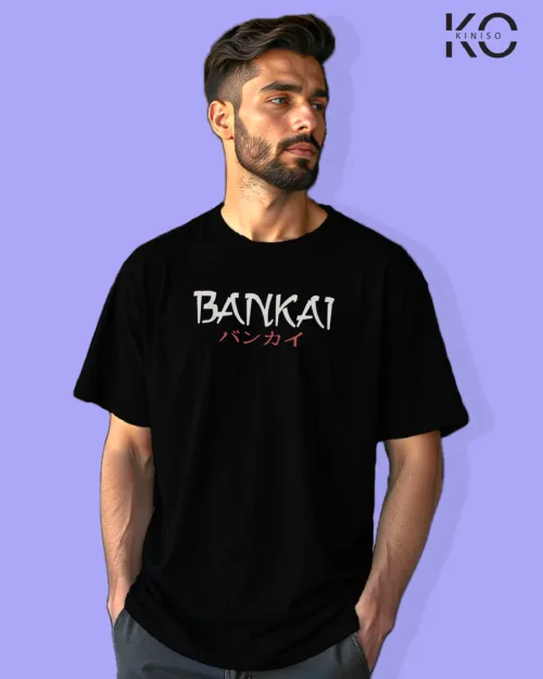 Image of Anime inspired design Drop-shoulder t-shirt | Bankai Black