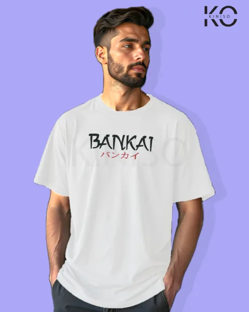 Image of Anime inspired design Drop-shoulder t-shirt | Bankai White