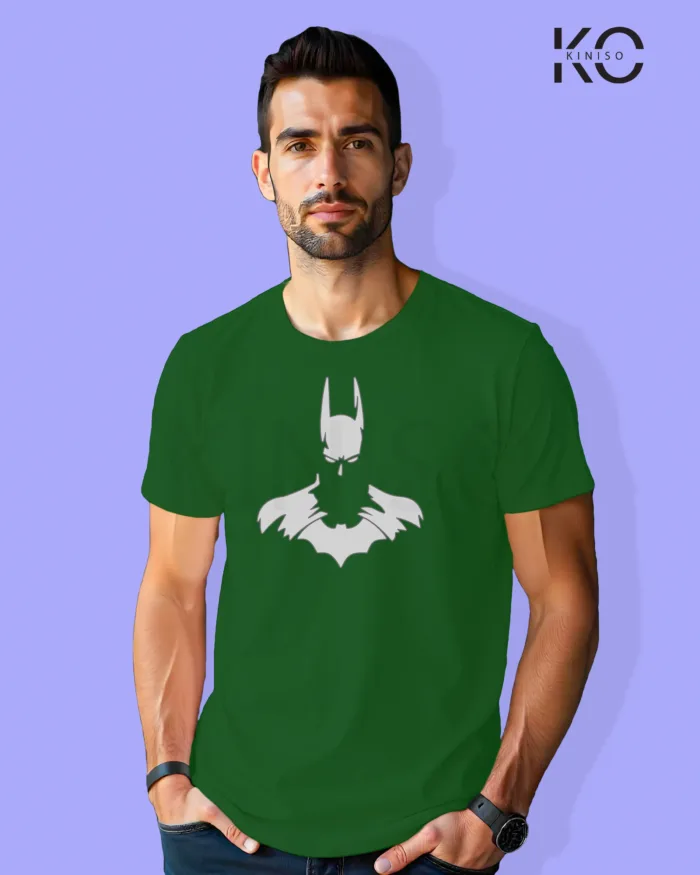 Image of Movie and TV Show inspired design Half Sleeve t-shirt | Batman Head Bottle Green