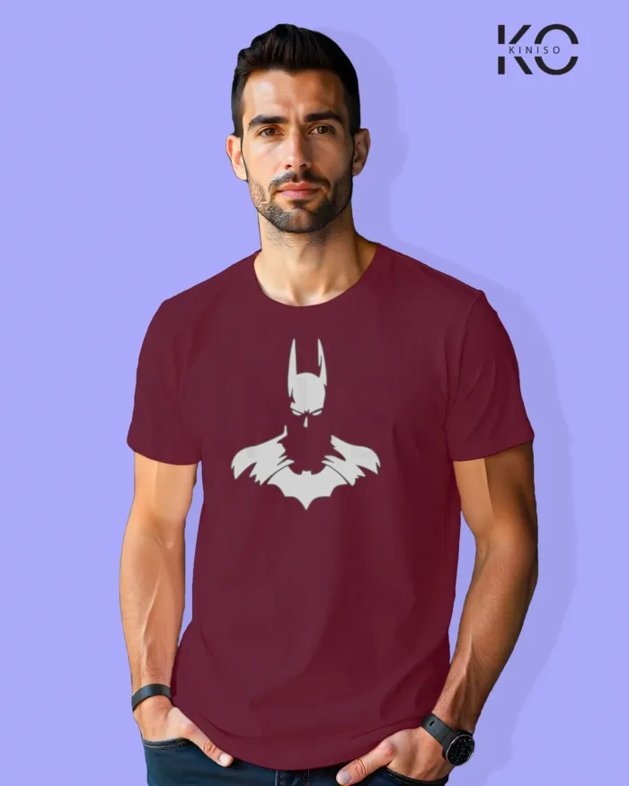 Image of Movie and TV Show inspired design Half Sleeve t-shirt | Batman Head Maroon