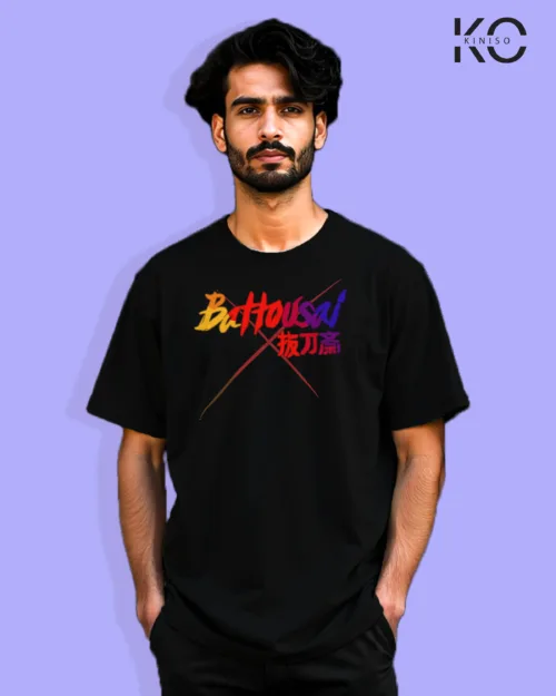 Image of Anime inspired design Drop-shoulder t-shirt | Battousai Black