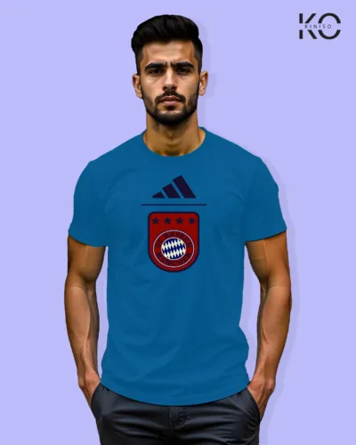 Image of Football inspired design half sleeve t-shirt | Bayern Munich Blue