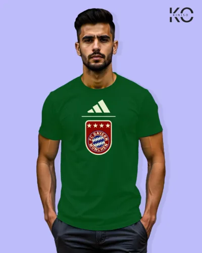 Image of Football inspired design half sleeve t-shirt | Bayern Munich Bottle Green