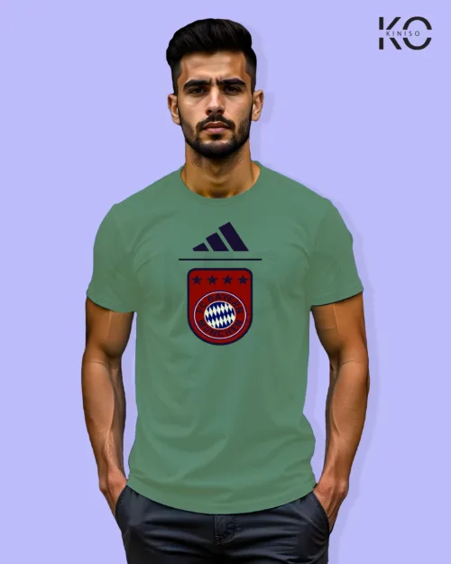 Image of Football inspired design half sleeve t-shirt | Bayern Munich Pastel Green