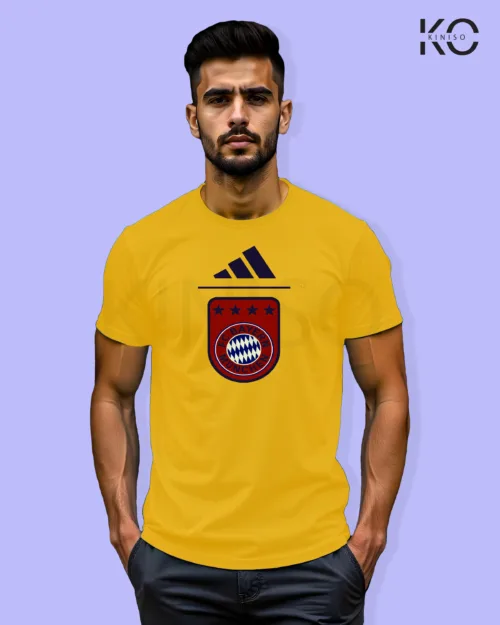 Image of Football inspired design half sleeve t-shirt | Bayern Munich Yellow