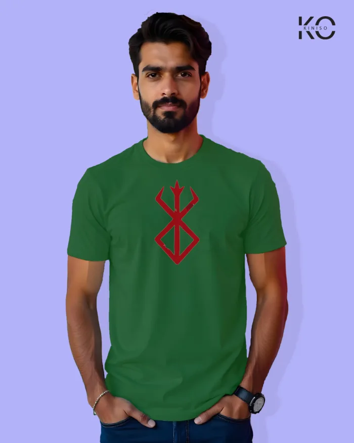 Image of Movie and TV Show inspired design Half Sleeve t-shirt | Berserk Logo Bottle Green