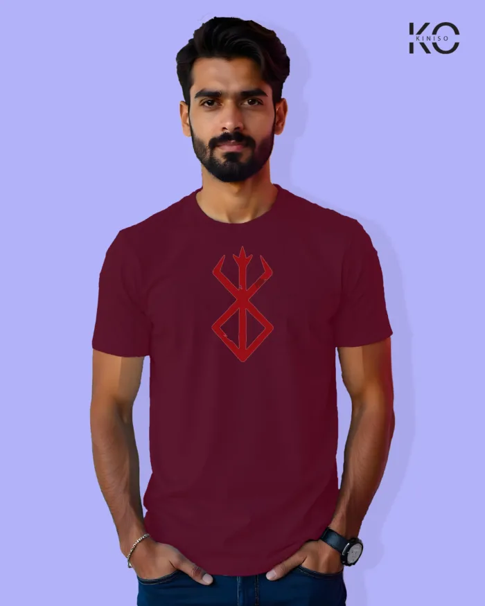 Image of Movie and TV Show inspired design Half Sleeve t-shirt | Berserk Logo Maroon