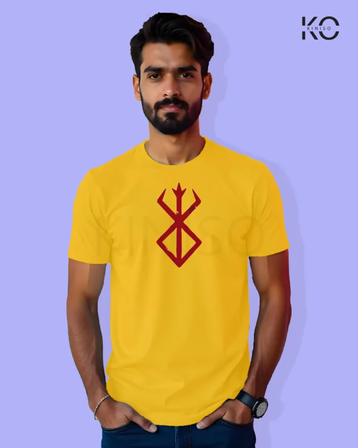 Image of Movie and TV Show inspired design Half Sleeve t-shirt | Berserk Logo Yellow