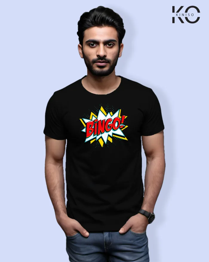 Image of Comic inspired design half sleeve t-shirt | Bingo Black