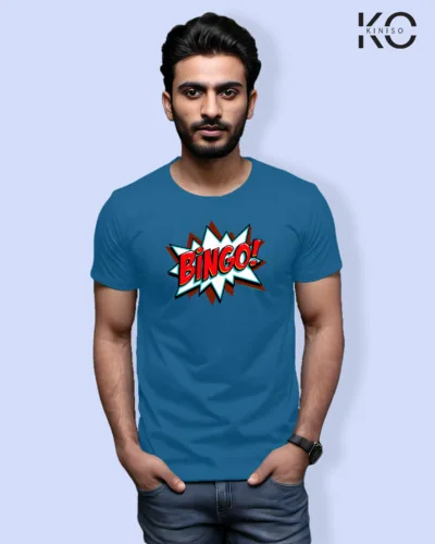 Image of Comic inspired design half sleeve t-shirt | Bingo Blue