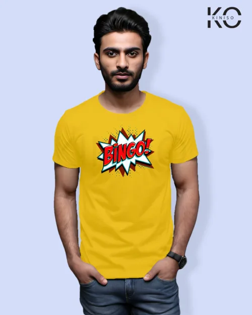 Image of Comic inspired design half sleeve t-shirt | Bingo Yellow