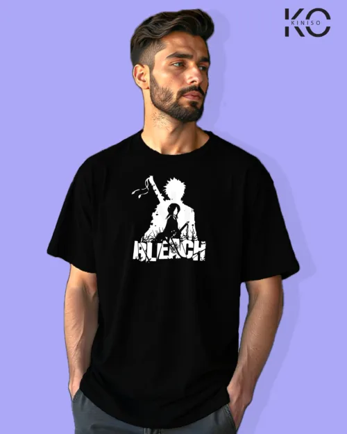 Image of Anime inspired design Drop-shoulder t-shirt | Bleach Men Black