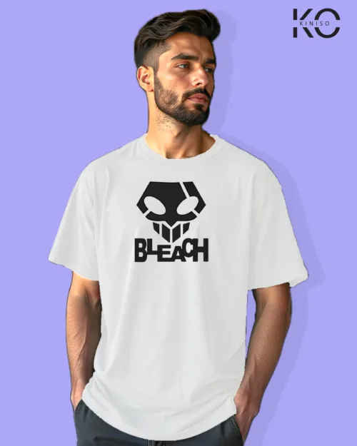 Image of Anime inspired design Drop-shoulder t-shirt | Bleach Musk White