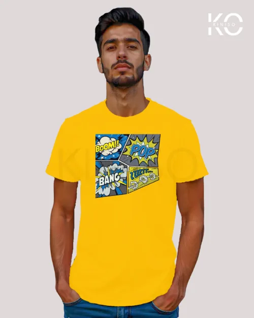 Image of Comic inspired design half sleeve t-shirt | Boom Pop Bang Yellow