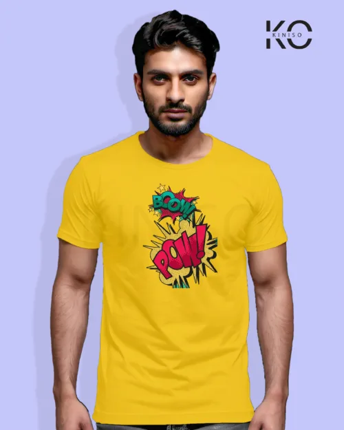 Image of Comic inspired design half sleeve t-shirt | Boom! Pow! Yellow