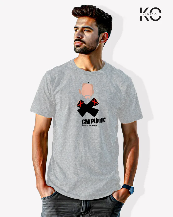 Image of Movie and TV Show inspired design Half Sleeve t-shirt | CM Punk Grey