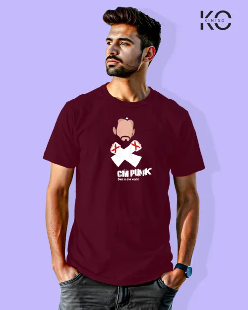 Image of Movie and TV Show inspired design Half Sleeve t-shirt | CM Punk Maroon