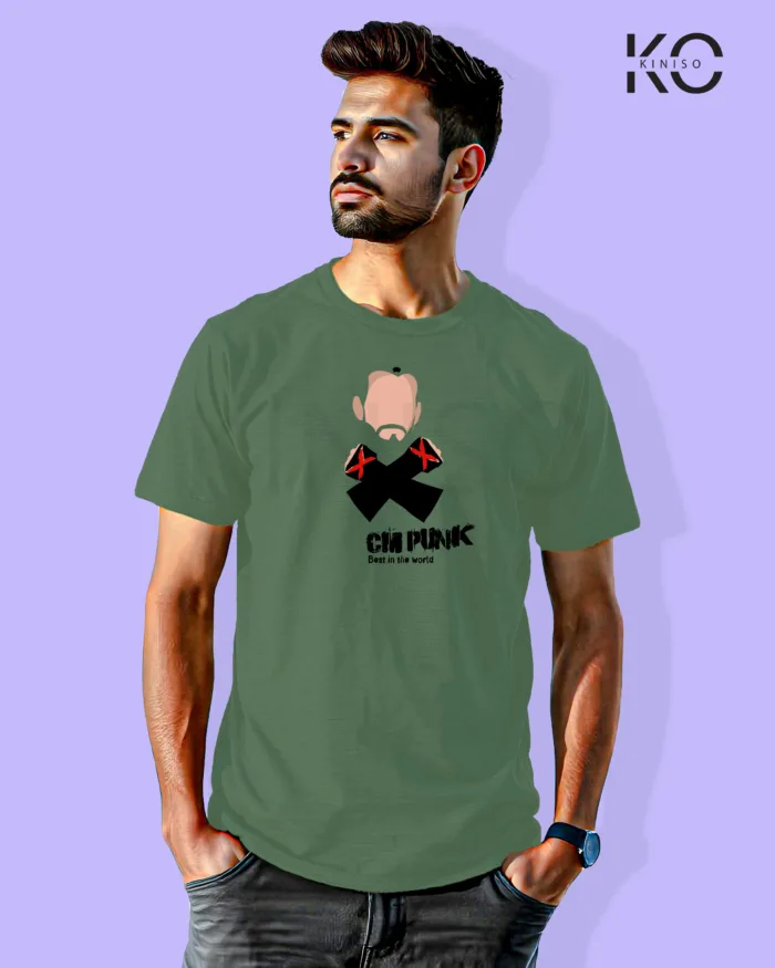 Image of Movie and TV Show inspired design Half Sleeve t-shirt | CM Punk Pastel Green