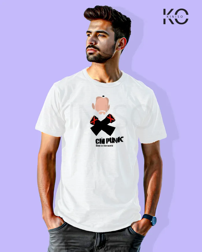 Image of Movie and TV Show inspired design Half Sleeve t-shirt | CM Punk White