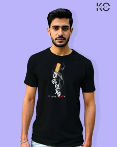 Image of Bangla quote inspired design half sleeve t-shirt | Cigarette Black