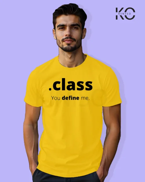 Image of Engineer and tech inspired design half sleeve t-shirt | Class You Define Me Yellow